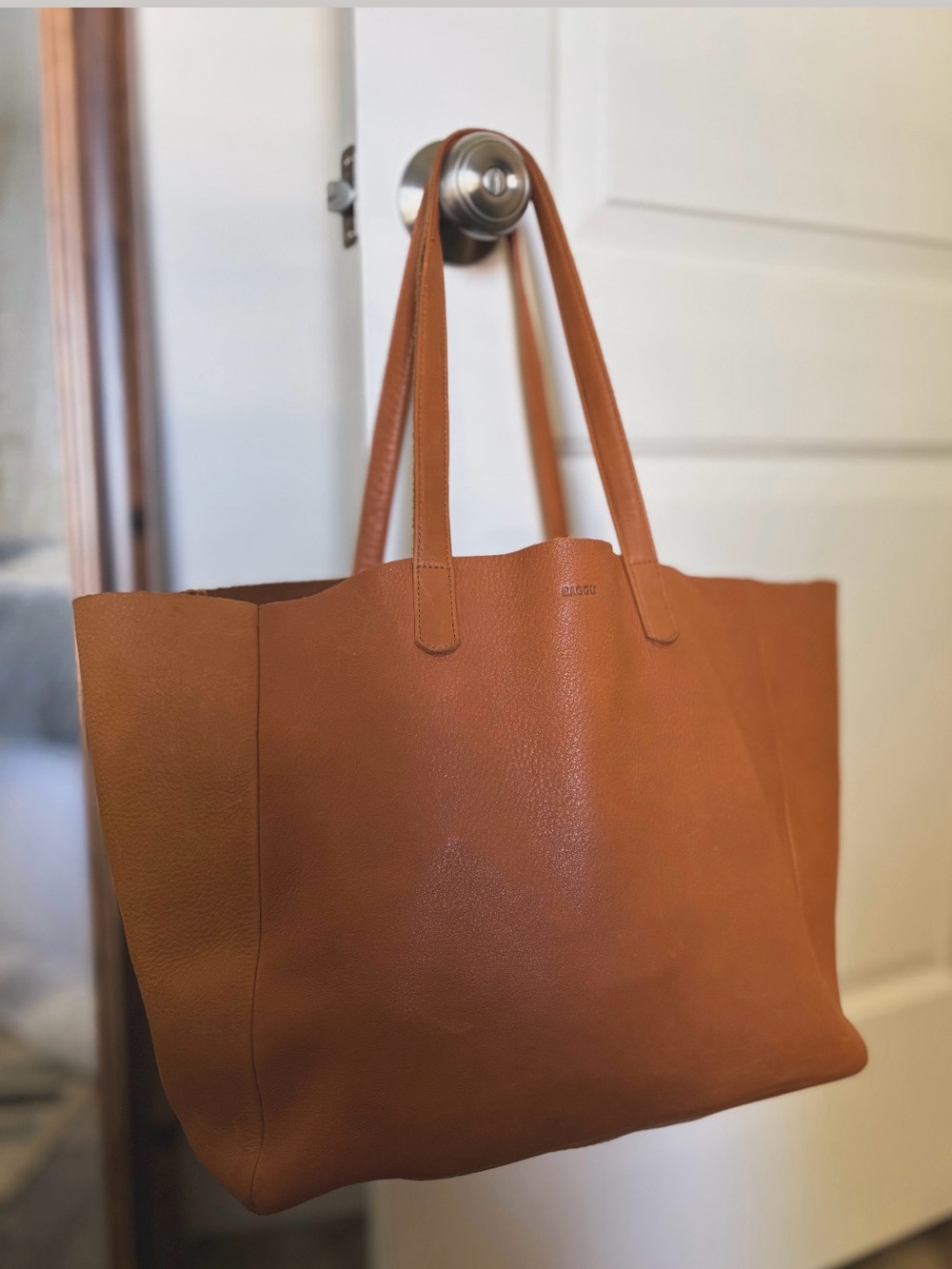 BAGGU rare oversized milled leather tote